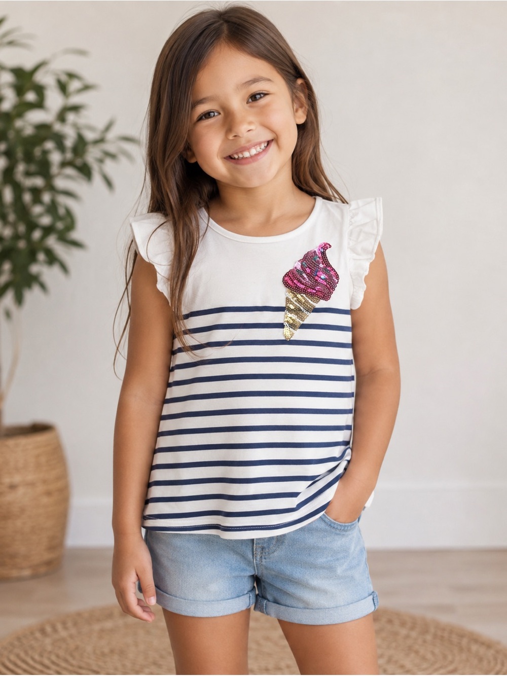 Carter's Girls' Sequin Ice Cream Top - size 6